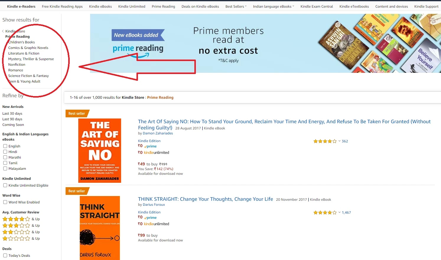 Amazon prime reading genres