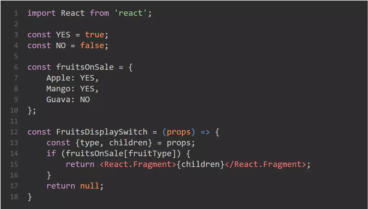 React component code